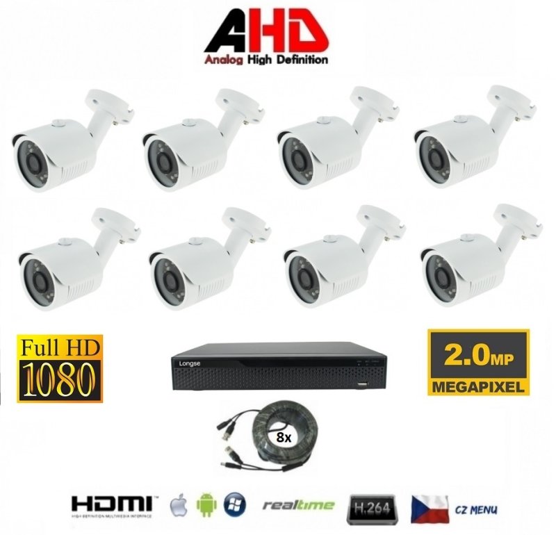 8 kanal Kamera Set 2Mpx 8AHD3