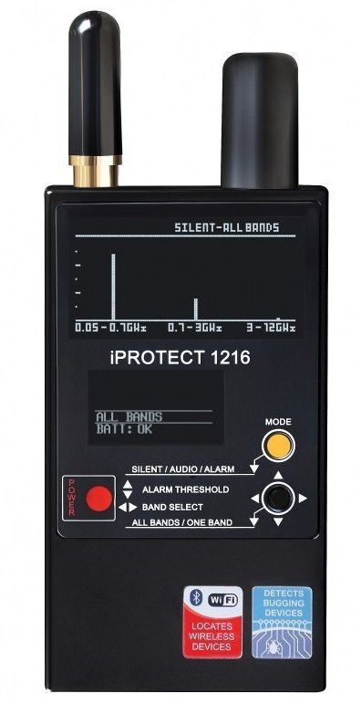 Professioneller drahtloser Signaldetektor iProtect 1216 mit OLED-Display