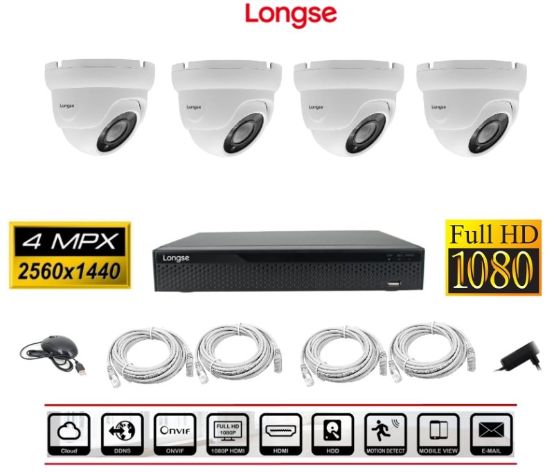 4 IP-Kamera-Set – 4 MP, IR 20 m Longse