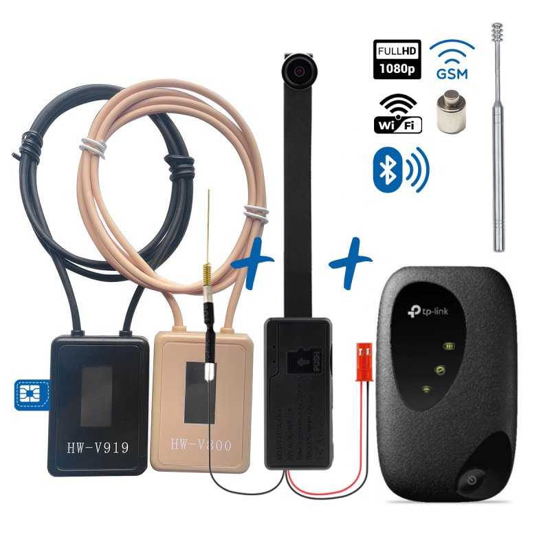 Profi-GSM-Set 2025 mit verbesserter 20-W-Schleife, magnetischem Mikro-Hörer, Wi-Fi Kameramodul und Router
