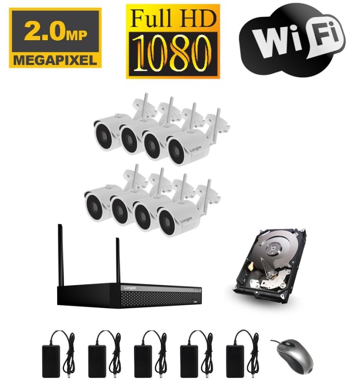 WiFi Kamera Set mit 8 WiFi IP Full HD Kameras