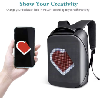 Rucksack mit LCD-Bildschirm – Smart WiFi, Steuerung über die App