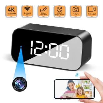 Digitaluhr mit wifi 4K Kamera, Nachtsicht und Bewegungserkennung
