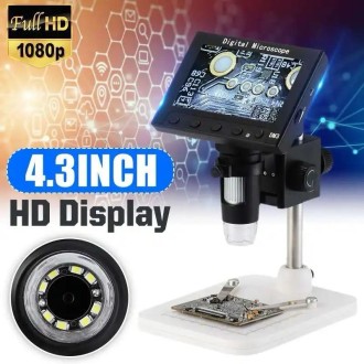 LED-Digitalmikroskop mit Kamera und 4,3"-Display mit 50–1000× Vergrößerung